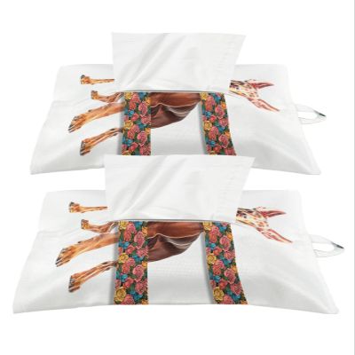 2 PCS Car Tissue Holder, Dog Overlay Flowers Hangable Tissue Box Cover Rectangle for Bathroom, Portable&Washable Toilet Paper Holder for Office Decor,12x7.5 Inch