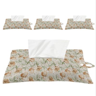 4 PCS Car Tissue Holder, Vintage Flower Hangable Tissue Box Cover Rectangle for Bathroom, Portable&Washable Toilet Paper Holder for Office Decor,12x7.5 Inch