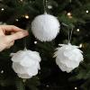 6PCS Christmas Balls Ornament, White Glitter Balls with Hanging Loop, Shatterproof Hanging Balls for Home Xmas Tree Winter Holiday Festival Wreath Party Decor (#4) view 3