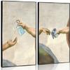 2 Pcs Bathroom Wall Art Retro Funny Hand Of God and Adam Canvas Wall Decor Humor Handwashing Fluid Toilet Paper Paintings Prints Posters for Washroom Bathroom Home Decoration(16 * 24in Unframed) view 1