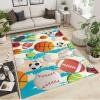 LACEABI Ball Sports Lover Area Rug, Cartoon Doodle Basketball Volleyball Rugby Indoor Non Slip Kids Rugs, Low Pile Soft Foldable Rug for Living Room Bedroom Children's Room Dormitory - 8 ft x 10 ft view 2
