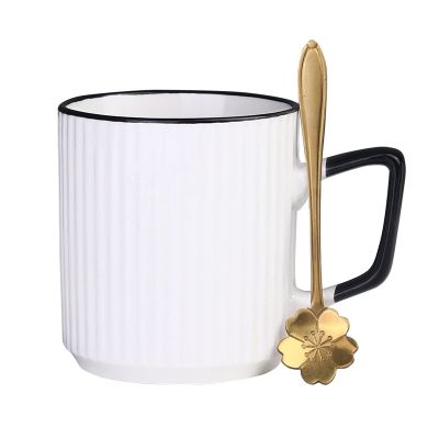 DANAIM mug (loanword) Creative Ceramic Breakfast Cup 13.5 Oz Water Cup with Spoon can be Used to Hold Oatmeal and Milk Suitable for Office and Home Tea Cups mugs, 20010125