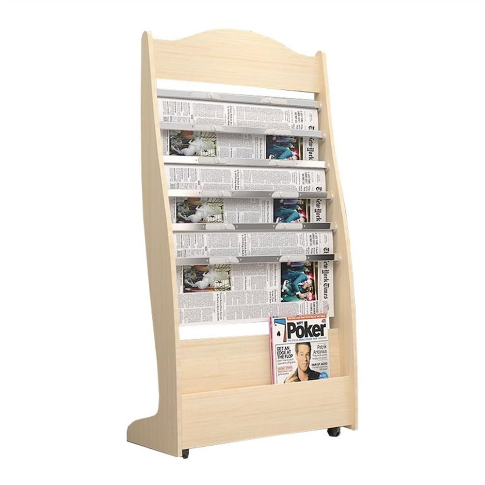 Modern Freestanding Magazine Floor Standing Newspaper Rack Maple Colour/Walnut Colour Newspaper Rack Book and Newspaper Rack Wooden Magazine Organiser Brochure Stand Floor Standing Magazine(A)