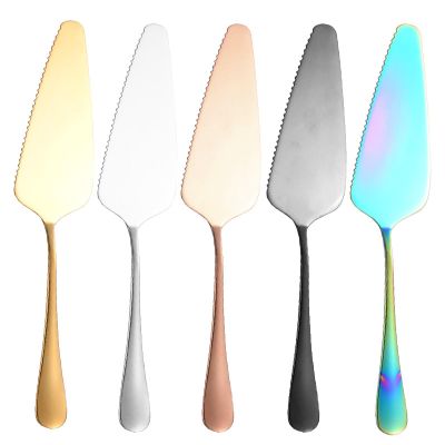 EDBAZLAGE 2pcs Stainless Steel Bread Knife Cake Spatula Set Toast Knife Cake Serving Knife Sharp Pizza Cutter Gold