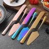 EDBAZLAGE 2pcs Stainless Steel Bread Knife Cake Spatula Set Toast Knife Cake Serving Knife Sharp Pizza Cutter Gold view 4