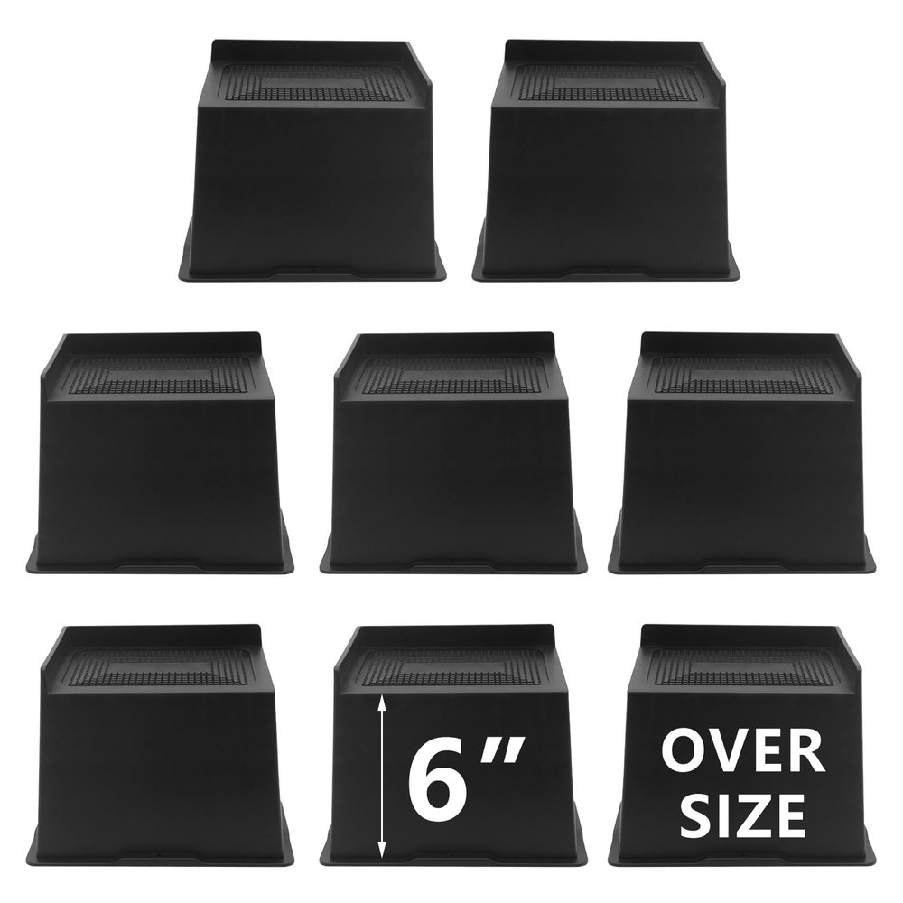 HANIHUA 8 Pack Bed Risers 6 inch Heavy Duty, Oversized Furniture Risers, Extra Wide Bed Lifts Risers for Table, Sofa, Dorm Twin XL, Couch, Desk, Bed Frame Risers Supports Up to 6,500 Lbs