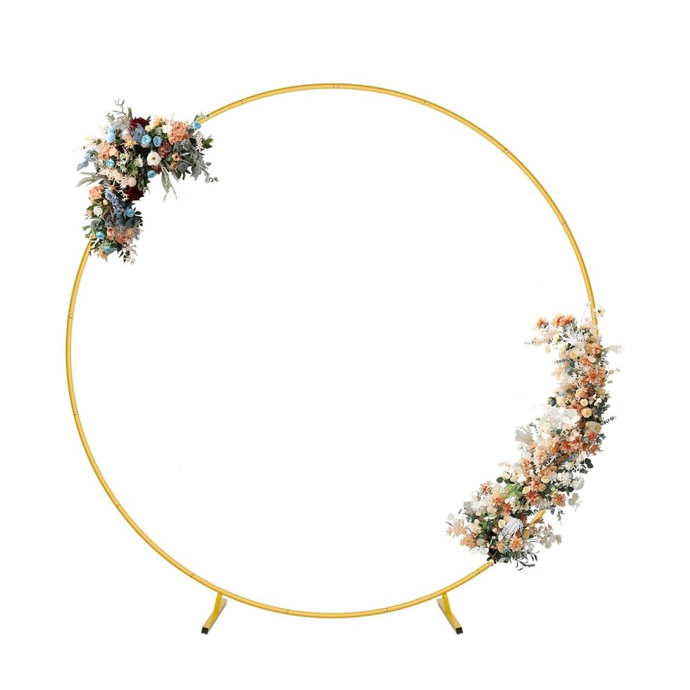 HJXGQJM Wedding Arch Backdrop Stand, WeddingArch Round Backdrop Stand Metal Balloon Archs Stand, for Weddings Ceremony Bridal Archway Birthday Party BabyShower Photo Booth Decorations(Gold,180cm)