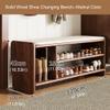 Entryway Shoe Rack Storage Bench Shoe Organizer Ottoman with Storage for Front Door Entrance Shoe Cabinet Bedroom End of Bed Bench with Padded Seat for Hallway Living Room Foyer Closet Entryway(Walnut view 2