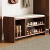 Entryway Shoe Rack Storage Bench Shoe Organizer Ottoman with Storage for Front Door Entrance Shoe Cabinet Bedroom End of Bed Bench with Padded Seat for Hallway Living Room Foyer Closet Entryway(Walnut view 1