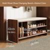 Entryway Shoe Rack Storage Bench Shoe Organizer Ottoman with Storage for Front Door Entrance Shoe Cabinet Bedroom End of Bed Bench with Padded Seat for Hallway Living Room Foyer Closet Entryway(Walnut view 2