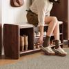 Entryway Shoe Rack Storage Bench Shoe Organizer Ottoman with Storage for Front Door Entrance Shoe Cabinet Bedroom End of Bed Bench with Padded Seat for Hallway Living Room Foyer Closet Entryway(Walnut view 3