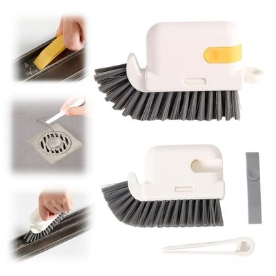 3-in-1 Removable Window Slot Brush, 2024 New Window Groove Cleaning Brush, Portable Window Track Cleaner Window Groove Cleaning Brush Tools with Hidden Scraper for Home Window Groove(Yellow,5pcs)