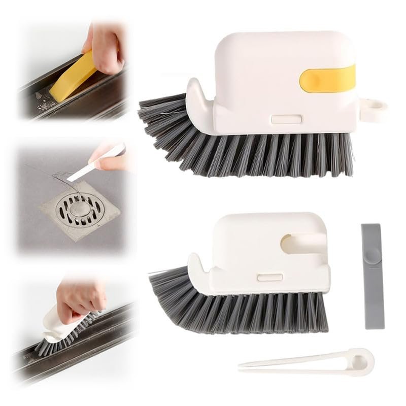 3-in-1 Removable Window Slot Brush, 2024 New Window Groove Cleaning Brush, Portable Window Track Cleaner Window Groove Cleaning Brush Tools with Hidden Scraper for Home Window Groove(Yellow,5pcs)