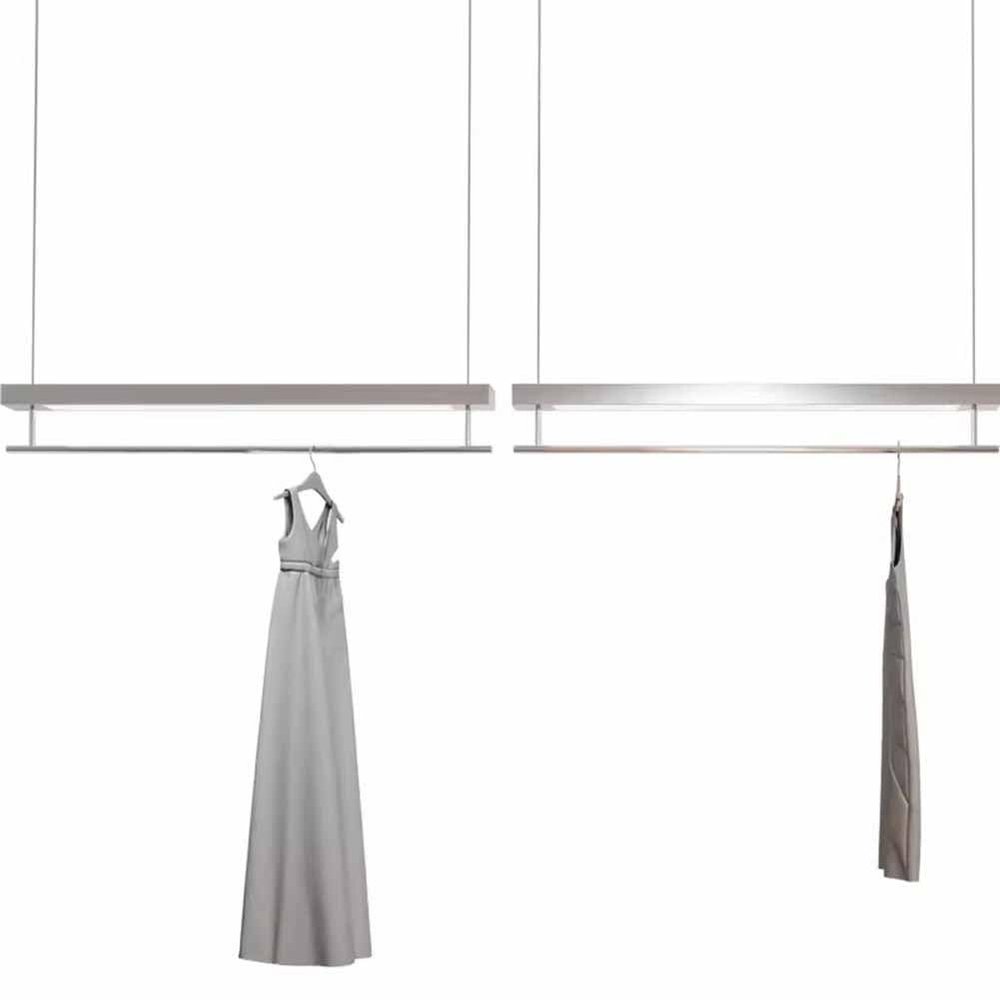 Etlegor Adjustable Height Hanging Clothes Rack, Boutique Retail Display Garment Rack Creative Stainless Steel Ceiling Clothes Storage Hanger Commercial Wedding Dress Clothing Store(150cm)
