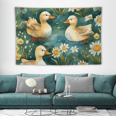 WSOIHFEC Tapestry Wide Wall Hanging Hand Drawn Duck Tapestry 40"x60" Vintage Tapestry Lightweight Wall Blanket Soft Mural Aesthetic Tapestries for Bedroom Dorm Bath Home Wall Art Decor