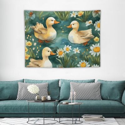 WSOIHFEC Tapestry Wide Wall Hanging Hand Drawn Duck Tapestry 30"x40" Vintage Tapestry Lightweight Wall Blanket Soft Mural Aesthetic Tapestries for Bedroom Dorm Bath Home Wall Art Decor