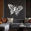Aportif Metal Butterfly Wall Decor, Floral Butterfly Metal Wall Art, Flower Wall Art, Boho Artwork, Nature Decorations, Flower Decorations, Living Room Decor (White, 19x13 in | 47x33 cm) view 1