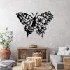 Aportif Metal Butterfly Wall Decor, Floral Butterfly Metal Wall Art, Flower Wall Art, Boho Artwork, Nature Decorations, Flower Decorations, Living Room Decor (White, 19x13 in | 47x33 cm) view 2