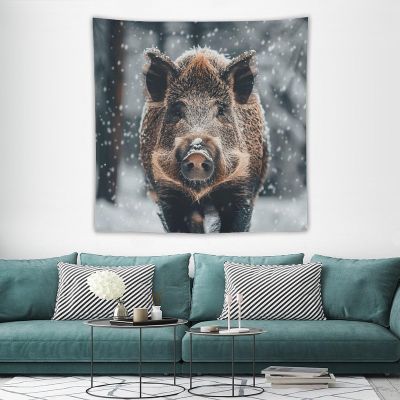 WSOIHFEC Tapestry Wide Wall Hanging Wild Boar Tapestry 60"x60" Vintage Tapestry Lightweight Wall Blanket Soft Mural Aesthetic Tapestries for Bedroom Dorm Bath Home Wall Art Decor