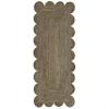 Gautam International Scallop Jute Runner Rug Boho Jute Rug Scalloped Coastal Rug, Dark Taupe, 2'x16' view 1