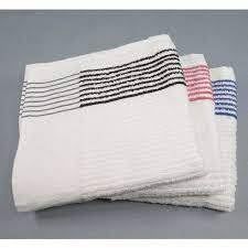 Ganesh Mills Oxford Super Gym Towels White w/Green Stripe 86% Cotton/ 14% Polyester Ribbed Towels with 100% Ringspun Loops & Yarn Dyed Pin Stripe Broad Band Plain Cam Border 4" White (Pack of 12)