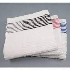 Ganesh Mills Oxford Super Gym Towels White w/Green Stripe 86% Cotton/ 14% Polyester Ribbed Towels with 100% Ringspun Loops & Yarn Dyed Pin Stripe Broad Band Plain Cam Border 4" White (Pack of 12)