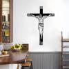 SZI Jesus Cross Metal Wall Decor, Crucifix Wall Cross, Catholic Cross Metal Decor, Jesus Art Wall Decor, Wall Art for Living Room (White, 24"x17" | 60x43cm) view 3