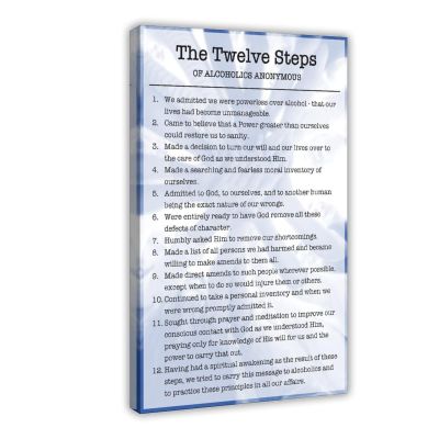 12 Steps Addiction Recovery Posters Classic Painting Prints Canvas Poster Landscape Wall Art for Living Room Bedroom Office Room Decor Gift 20x30inch(50x75cm) Frame