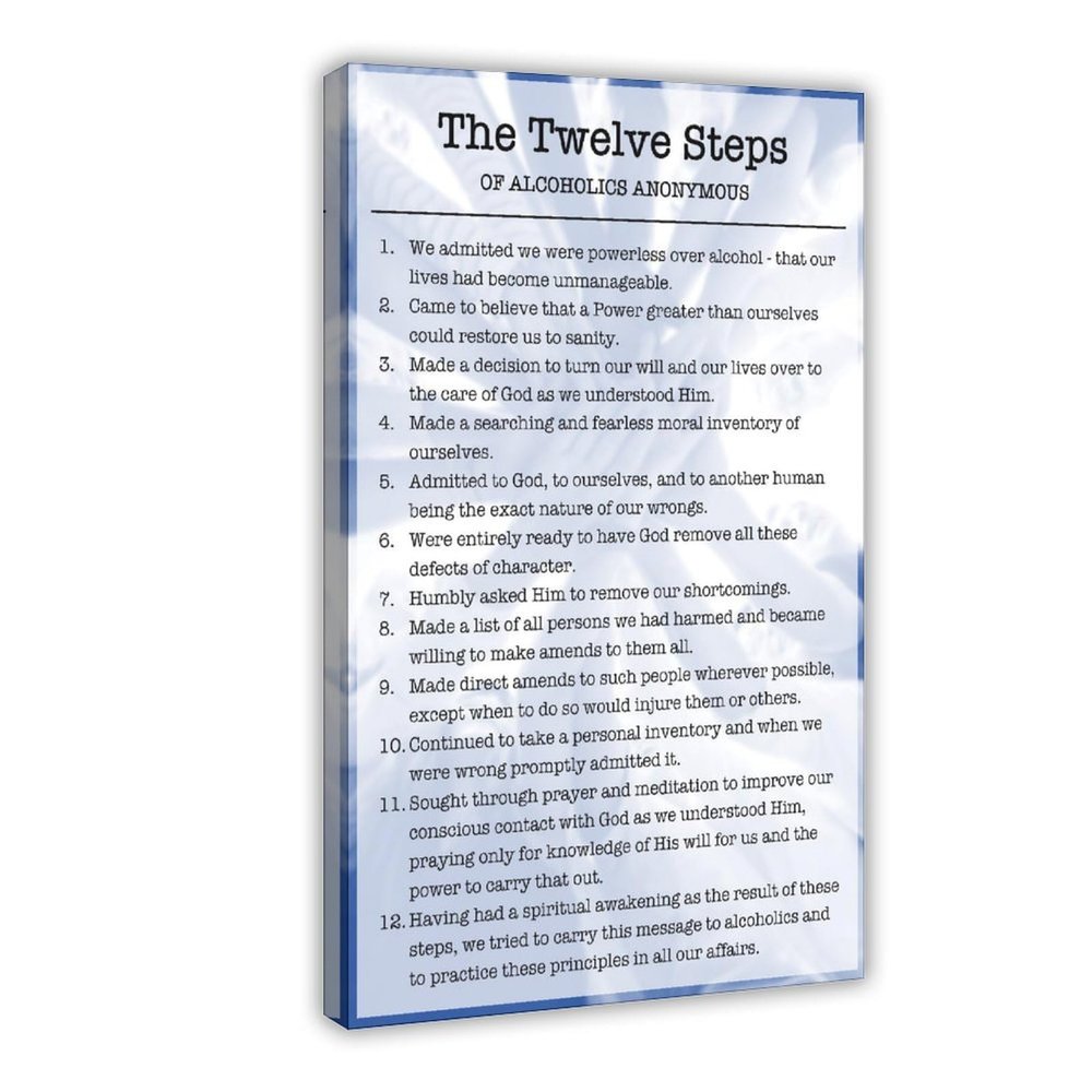 12 Steps Addiction Recovery Posters Classic Painting Prints Canvas Poster Landscape Wall Art for Living Room Bedroom Office Room Decor Gift 20x30inch(50x75cm) Frame