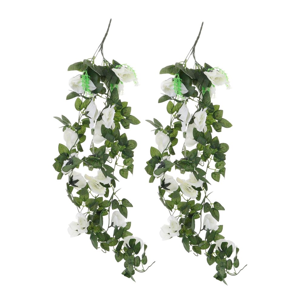 Amosfun 2pcs Artificial Rose Vine Garland Green Leaves Faux Flower Decor for Weddings Parties Home Decoration and Use Versatile and Enchanting Floral Accent