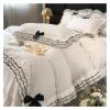 YIZUFU White Korean Style Lace Ruffles Black/Red Bow Princess Bedding Set Duvet Cover Bed Skirt Or Fitted Sheet Bed Sheet Pillowcases,bedding, dxf-123 view 3
