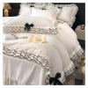 YIZUFU White Korean Style Lace Ruffles Black/Red Bow Princess Bedding Set Duvet Cover Bed Skirt Or Fitted Sheet Bed Sheet Pillowcases,bedding, dxf-123 view 4
