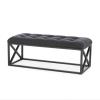 Entryway Bench, Upholstered Tufted Velvet Ottoman Bench with Metal Base, Modern Decorative Bench Ottoman Foot Rest End of Bed Bench Seat for Living Room, Bedroom, Hallways, Black(80x35x45cm(31.5x13.8x view 1