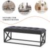 Entryway Bench, Upholstered Tufted Velvet Ottoman Bench with Metal Base, Modern Decorative Bench Ottoman Foot Rest End of Bed Bench Seat for Living Room, Bedroom, Hallways, Black(80x35x45cm(31.5x13.8x view 4