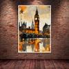 Abstract Landscape Art Posters London Big Ben River Europe Landmark Oil Painting Watercolor Wall Art Canvas Poster Print HomeOffice Room Decor Gifts 12X16in Unframed view 2