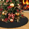 SevenFish Christmas Tree Skirt, Black Christmas Tree Skirt 30 inches Soft Double Layer Burlap Tree Skirt with Pom Pom for Rustic Christmas Halloween Decorations view 1