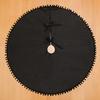 SevenFish Christmas Tree Skirt, Black Christmas Tree Skirt 30 inches Soft Double Layer Burlap Tree Skirt with Pom Pom for Rustic Christmas Halloween Decorations view 2