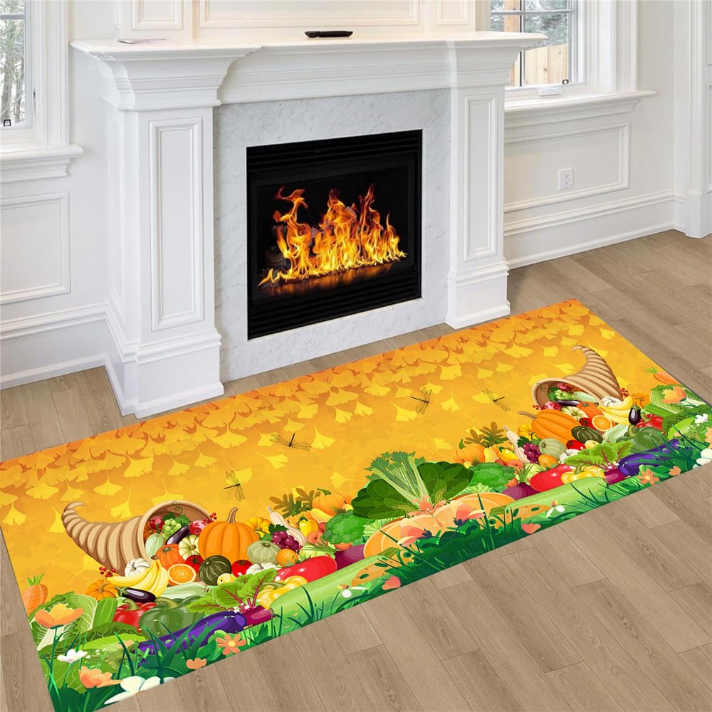 ZLXMN Fall Leaves Runners Rug for Hallways 2.6x10ft Non Slip Autumn Ginkgo Leaf Runner Carpet Thanksgiving Entryway Runner Rug Washable Kitchen Pumpkin Carpet Runners for Corridor Bedroom
