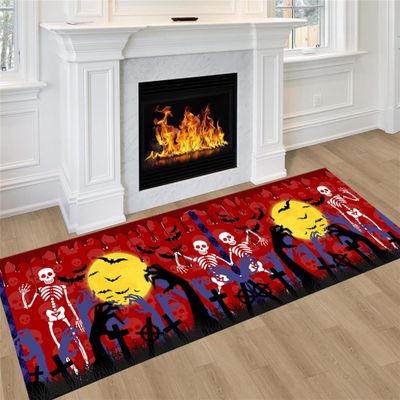 ZLXMN Skull Non Slip Runner Rug 2.6x10ft Halloween Hallway Rugs Gothic Horror Kitchen Rug Runner Floor Runner Washable Rugs for Entryway Runner Rug Corridor Halloween Decor Runway Carpet
