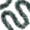 Gloreyan 33FT Christmas Tinsel Garland Green and White Metallic Tinsel Twist Garland Shiny Hanging Decoration for Xmas Tree Decoration Wedding Party SuppliesDark Green view 4
