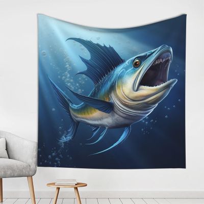 HCLYvexiria Blue fish Tapestry Wall Hanging 59 x 59 in Decorates Tapestrys for Living Room Wall Tapestry Soft Aesthetic Wall Decor Tapestries for Dorm Room Personalized Wall Blanket