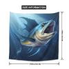 HCLYvexiria Blue fish Tapestry Wall Hanging 59 x 59 in Decorates Tapestrys for Living Room Wall Tapestry Soft Aesthetic Wall Decor Tapestries for Dorm Room Personalized Wall Blanket view 2