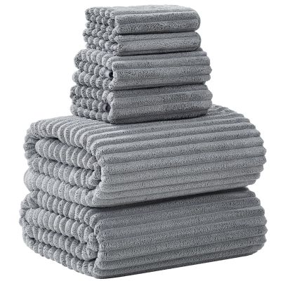 NALIVO Extra Large Bath Towel Set of 6 (40"x80"),Oversized Bath Sheet Super Soft Highly Absorbent Microfibers Quick Dry Luxury Shower Towel for Bathroom Spa Gym Hotel Yoga (Gray, 6Piece)