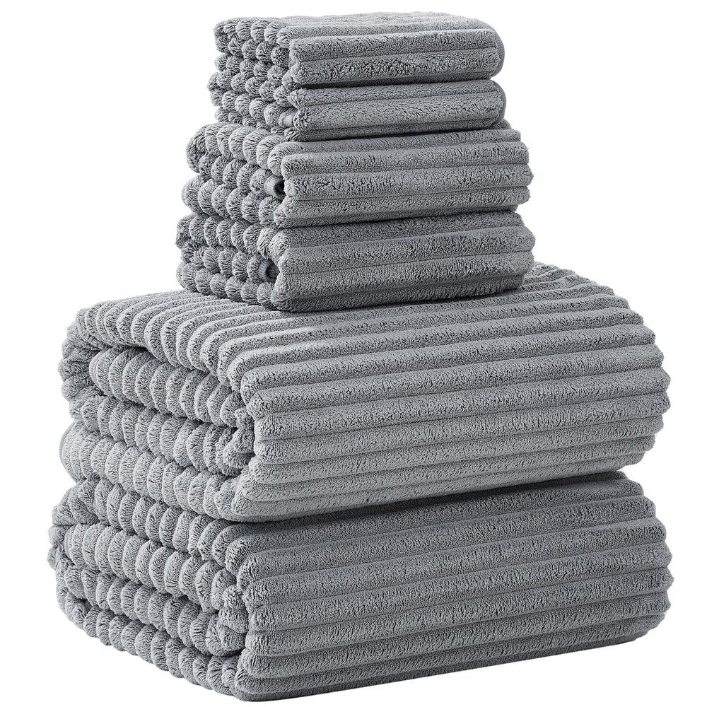 NALIVO Extra Large Bath Towel Set of 6 (40"x80"),Oversized Bath Sheet Super Soft Highly Absorbent Microfibers Quick Dry Luxury Shower Towel for Bathroom Spa Gym Hotel Yoga (Gray, 6Piece)