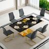 BAOPIN 7-Piece Black Dining Table Set, 63" Faux Marble Dining Table Set for 6, Dinner Table with Stainless Steel Leg and Base and 6 Dining Chairs Set for Kitchen Home view 1
