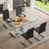 BAOPIN Modern Rectangular Glass Dining Table Set for 4, PU Dining Chairs Set 4,Dining Room Table Set for 4 for Living Room Kitchen view 1