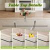 BAOPIN Glass Dining Table Set for 4, 63'' Dining Table Set for 4, Dining Room Table with Stainless Steel Leg and Base, PU Dining Chairs Set for 4 view 4