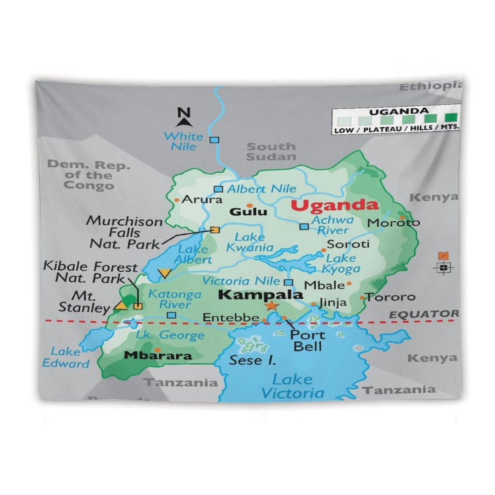 Puxufody Maps of Uganda Tapestry Wall Hangings,Tapestries Home Decoration for Room and Bedroom