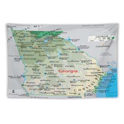 Puxufody Maps of Georgia Tapestry Wall Hangings,Tapestries Home Decoration