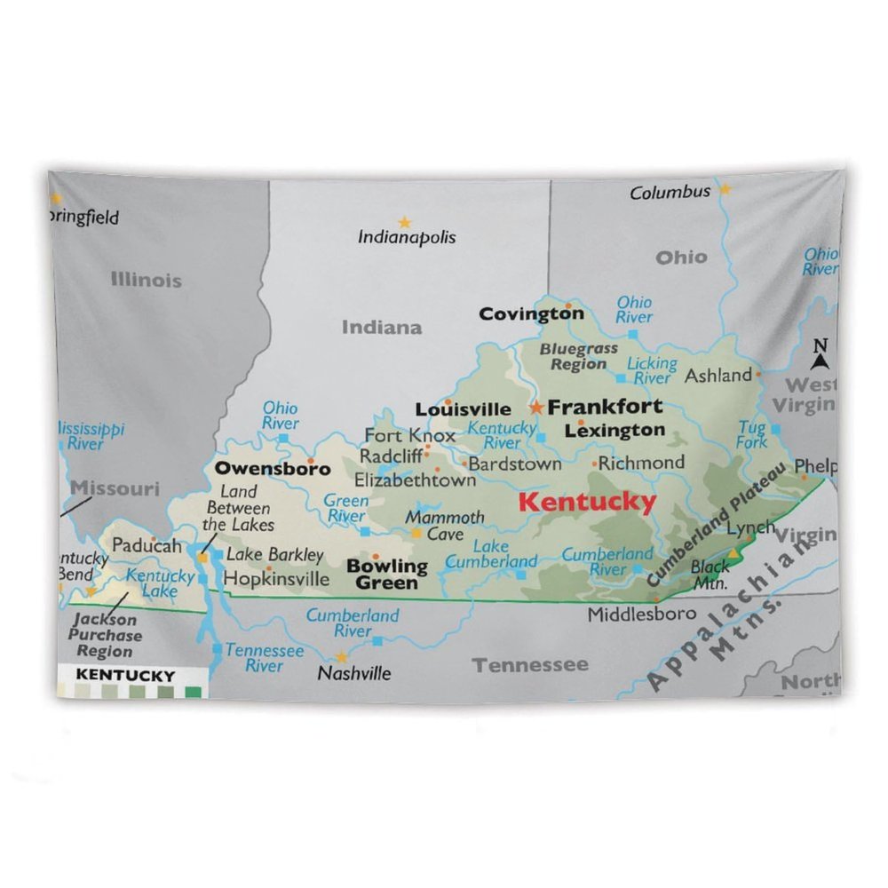 Puxufody Maps of Kentucky Tapestry Wall Hangings,Tapestries Home Decoration